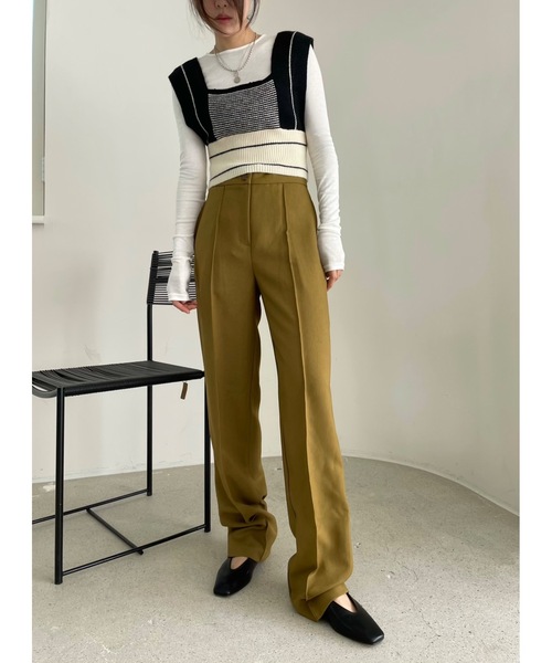 Didot.showroom(ディドット ショールーム)の「【D.PRODUCT】center stitch slim trousers(スラックス・レディース・ブラック/ブラウン/マスタード・S/M)」の6枚目の写真