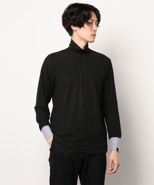 カヤ（カヤ）の「【カヤ】色合わせとっくり メンズハイネックトップス（Tシャツ/カットソー・メンズ・スミクロ/グレー/エンジ・FREE）」の2枚目の写真