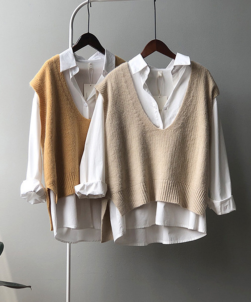 c.u.l（シーユーエル）の「ワイドVネックベスト culw91（ベスト・レディース・ブラック/イエロー/グレー/ベージュ/ブラウン・FREE）」の19枚目の写真