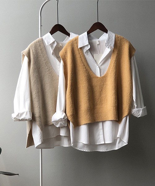 c.u.l（シーユーエル）の「ワイドVネックベスト culw91（ベスト・レディース・ブラック/イエロー/グレー/ベージュ/ブラウン・FREE）」の20枚目の写真