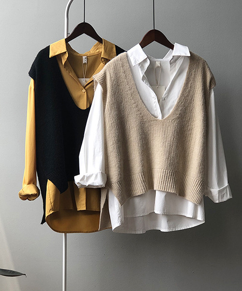 c.u.l（シーユーエル）の「ワイドVネックベスト culw91（ベスト・レディース・ブラック/イエロー/グレー/ベージュ/ブラウン・FREE）」の21枚目の写真