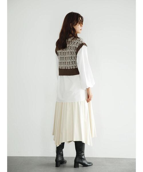 koe（コエ）の「ジャガードニットベストドッキングブラウス＊（ニット/セーター・レディース・ブラウン/ブラック・FREE）」の12枚目の写真