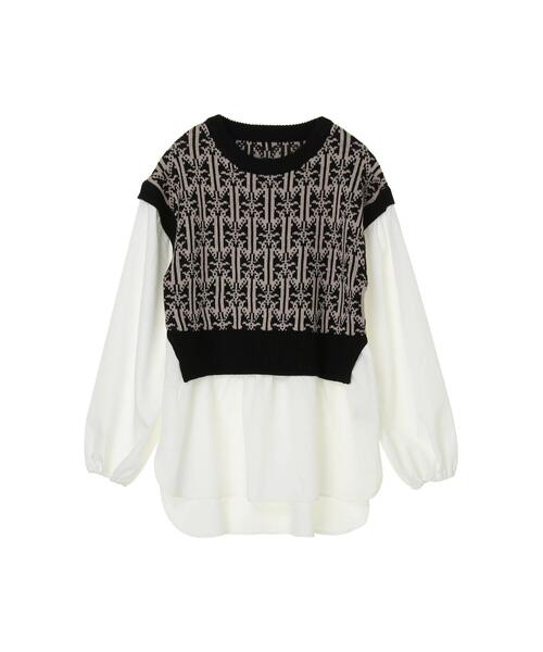 koe（コエ）の「ジャガードニットベストドッキングブラウス＊（ニット/セーター・レディース・ブラウン/ブラック・FREE）」の16枚目の写真