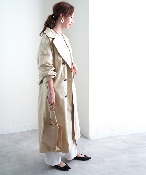 Fizz（フィズ）の「【Fizz/フィズ】　配色パイピングツイルロングトレンチコート（トレンチコート・レディース・ベージュ/オフホワイト/イエロー/ライトベージュ・FREE）」の14枚目の写真