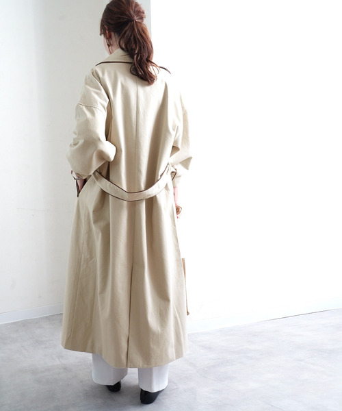 Fizz（フィズ）の「【Fizz/フィズ】　配色パイピングツイルロングトレンチコート（トレンチコート・レディース・ベージュ/オフホワイト/イエロー/ライトベージュ・FREE）」の8枚目の写真