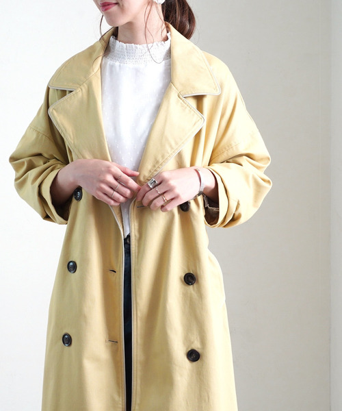 Fizz（フィズ）の「【Fizz/フィズ】　配色パイピングツイルロングトレンチコート（トレンチコート・レディース・ベージュ/オフホワイト/イエロー/ライトベージュ・FREE）」の15枚目の写真