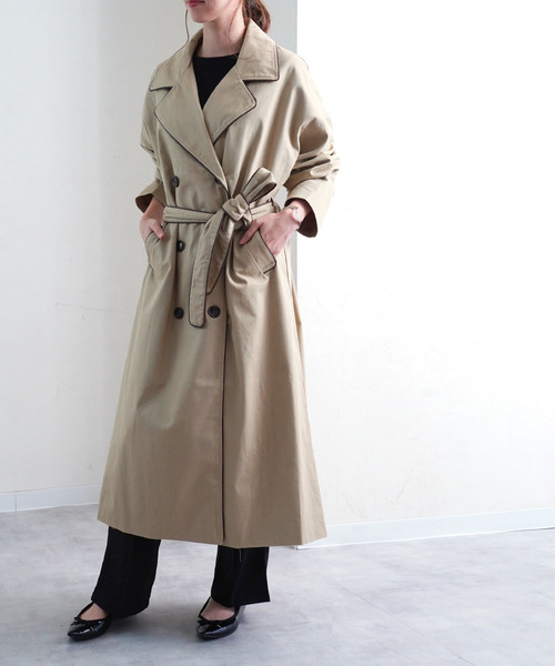 Fizz（フィズ）の「【Fizz/フィズ】　配色パイピングツイルロングトレンチコート（トレンチコート・レディース・ベージュ/オフホワイト/イエロー/ライトベージュ・FREE）」の22枚目の写真