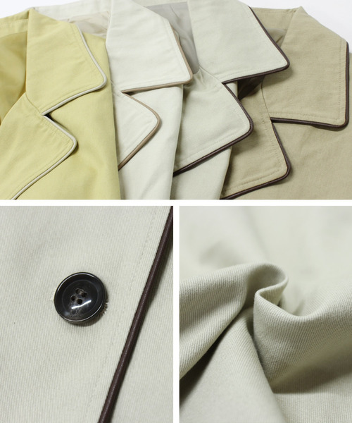 Fizz（フィズ）の「【Fizz/フィズ】　配色パイピングツイルロングトレンチコート（トレンチコート・レディース・ベージュ/オフホワイト/イエロー/ライトベージュ・FREE）」の10枚目の写真