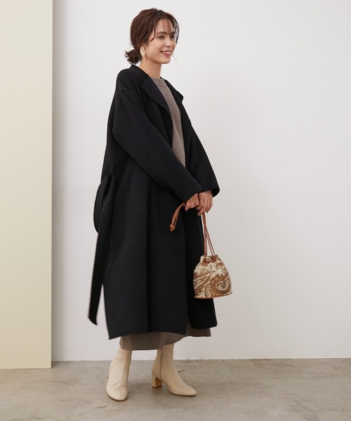 ROPE'（ロペ）の「【WEB限定】ダブルフェイスリバーパネルセミフレアラップコート（その他アウター・レディース・ライトグレー/ブラック/ブラウン/オフホワイト・38/36）」の21枚目の写真