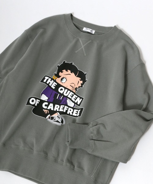 BETTY BOOP(ベティ・ブープ)の「Betty Boop ベティブープ オーバーサイズ スウェット レディース メンズ トレーナー(スウェット・レディース・ブラック/グレー/オフホワイト/ピンク/ブルー/グリーン・LL/M/L)」の4枚目の写真