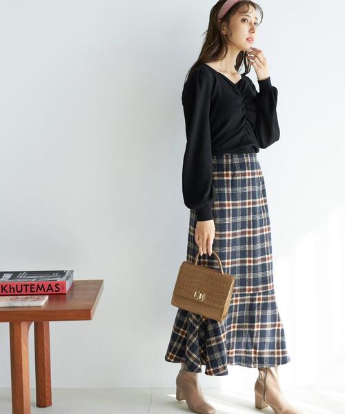 INGNI（イング）の「起毛チェックマーメイド／スカート（スカート・レディース・ブラック系/ベージュ系4/ネイビー系2・FREE）」の13枚目の写真