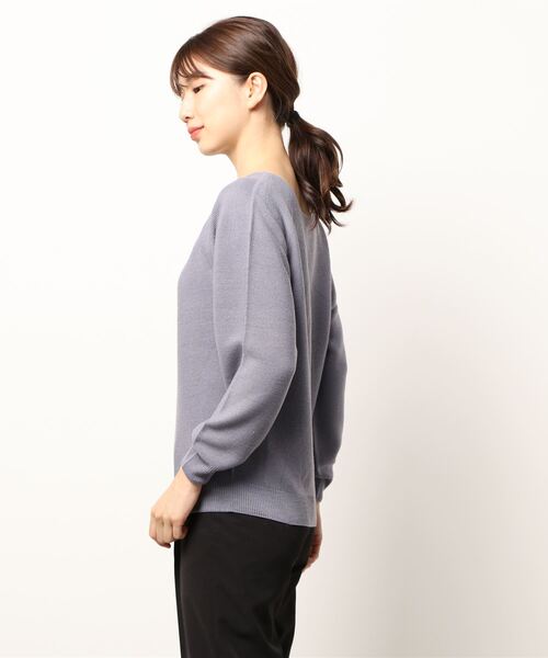 BELLUNA PLUS(ベルーナ)の「ホールガーメントクルーネックプルオーバー(ニット/セーター・レディース・ライラック/ベージュ/グレー・MEDIUM/LARGE)」の9枚目の写真