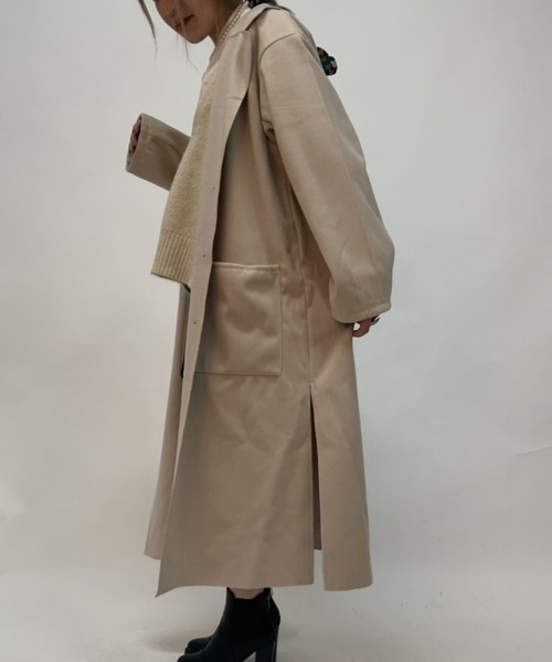 aimoha（アイモハ）の「後タックシングルロングテーラードコート（モッズコート・レディース・ホワイト/ブラック/ブルー/モカ・FREE）」の5枚目の写真