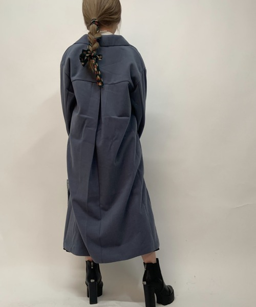 aimoha（アイモハ）の「後タックシングルロングテーラードコート（モッズコート・レディース・ホワイト/ブラック/ブルー/モカ・FREE）」の10枚目の写真