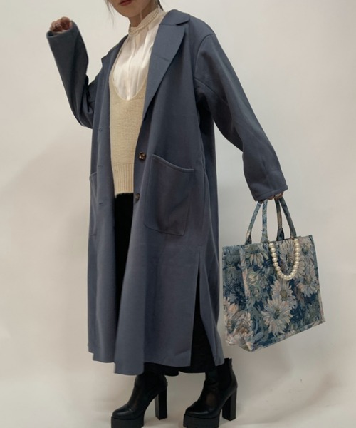 aimoha（アイモハ）の「後タックシングルロングテーラードコート（モッズコート・レディース・ホワイト/ブラック/ブルー/モカ・FREE）」の6枚目の写真