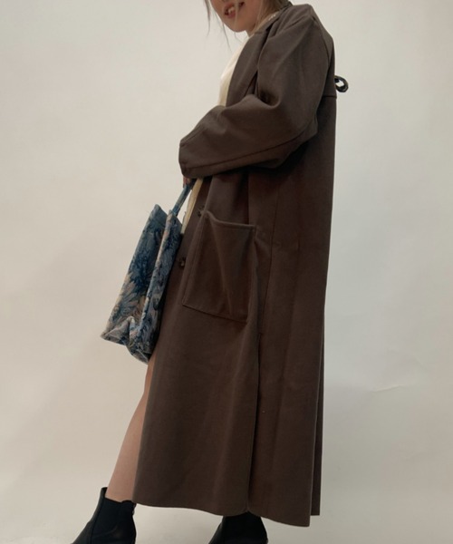 aimoha（アイモハ）の「後タックシングルロングテーラードコート（モッズコート・レディース・ホワイト/ブラック/ブルー/モカ・FREE）」の16枚目の写真