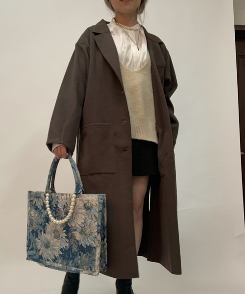 aimoha（アイモハ）の「後タックシングルロングテーラードコート（モッズコート・レディース・ホワイト/ブラック/ブルー/モカ・FREE）」の19枚目の写真