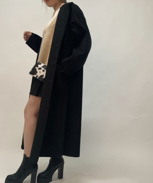 aimoha（アイモハ）の「後タックシングルロングテーラードコート（モッズコート・レディース・ホワイト/ブラック/ブルー/モカ・FREE）」の12枚目の写真