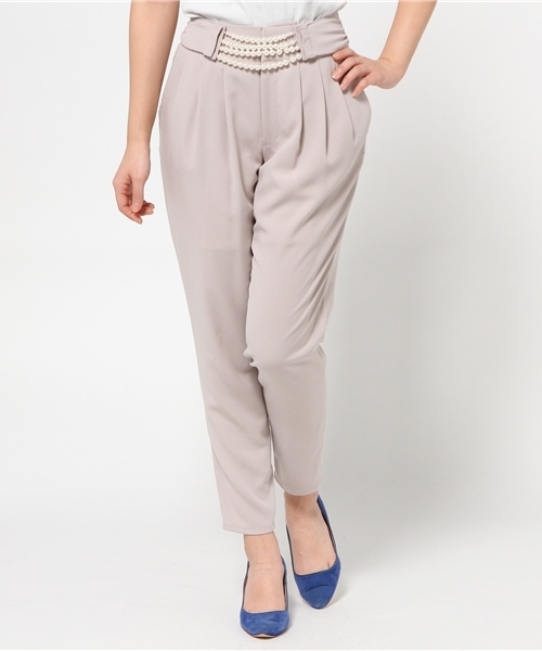 MIIA（ミーア）の「パールタックパンツ（その他パンツ・レディース・ブラック/サンドベージュ/ネイビー・1/2）」の3枚目の写真