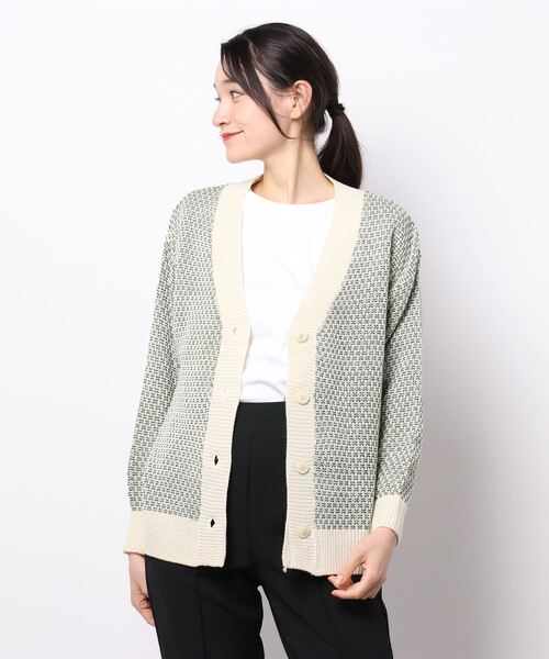 Samansa Mos2 blue（サマンサモスモスブルー）の「リンクス柄カーディガン（カーディガン/ボレロ・レディース・ブラック/グリーン/マスタード・ﾌﾘ-）」の7枚目の写真