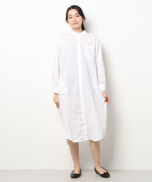 Lugnoncure(ルノンキュール)の「バンドカラーシャツワンピース(シャツワンピース・レディース・オフホワイト/ブラック/ブルー・フリ-)」の6枚目の写真