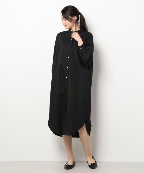 Lugnoncure(ルノンキュール)の「バンドカラーシャツワンピース(シャツワンピース・レディース・オフホワイト/ブラック/ブルー・フリ-)」の7枚目の写真