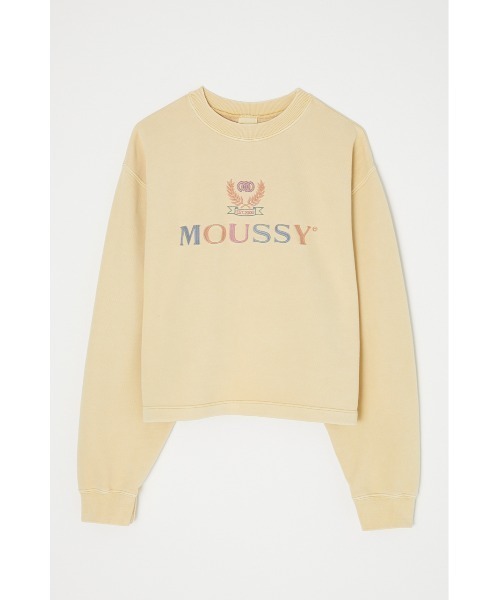 MOUSSY（マウジー）の「MOUSSY EMBLEM OVERDYE プルオーバー（スウェット・レディース・ホワイト/ライトカーキ/ライトイエロー/ライトブラック・FREE）」の4枚目の写真