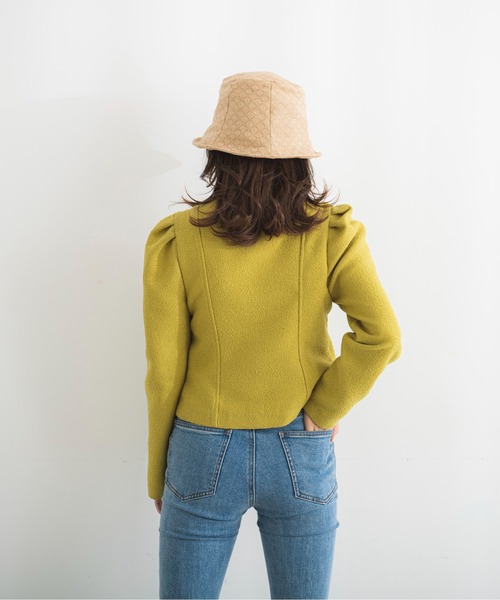 FREE'S MART(フリーズマート)の「◆ショルダーボリュームノーカラージャケット(ノーカラージャケット・レディース・ホワイト/グリーン・FREE)」の3枚目の写真