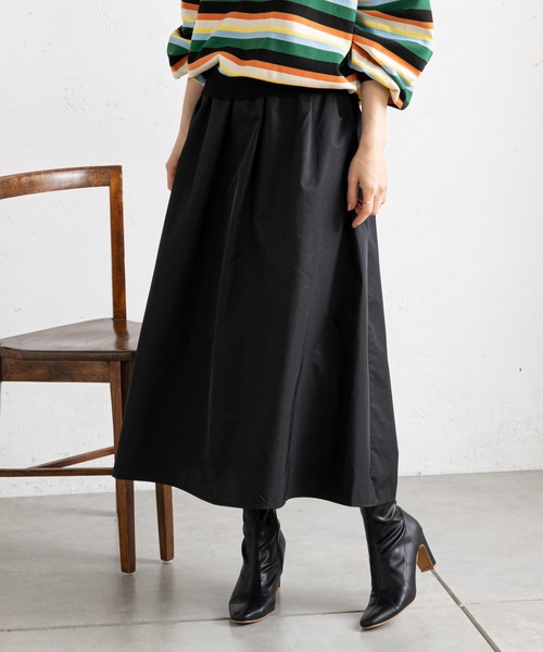 prose verse（プロズヴェール）の「メモリータフタギャザーフレアスカート（スカート・レディース・ブラック/ベージュ/グリーン・ﾌﾘ-）」の2枚目の写真