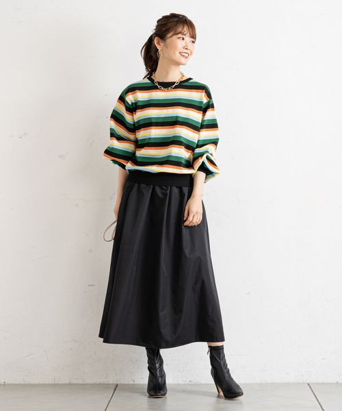 prose verse（プロズヴェール）の「メモリータフタギャザーフレアスカート（スカート・レディース・ブラック/ベージュ/グリーン・ﾌﾘ-）」の5枚目の写真