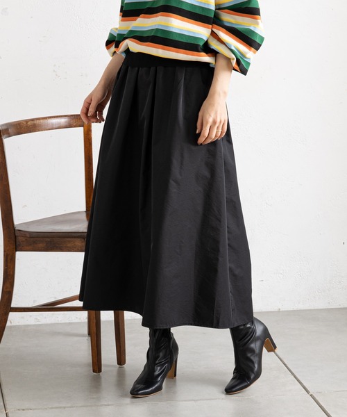 prose verse（プロズヴェール）の「メモリータフタギャザーフレアスカート（スカート・レディース・ブラック/ベージュ/グリーン・ﾌﾘ-）」の21枚目の写真