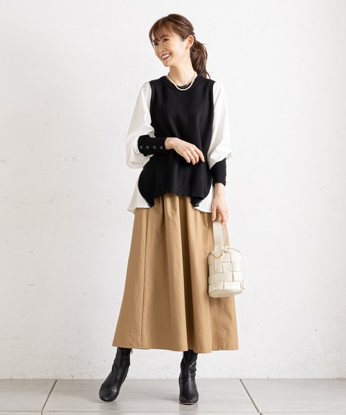 prose verse（プロズヴェール）の「メモリータフタギャザーフレアスカート（スカート・レディース・ブラック/ベージュ/グリーン・ﾌﾘ-）」の12枚目の写真
