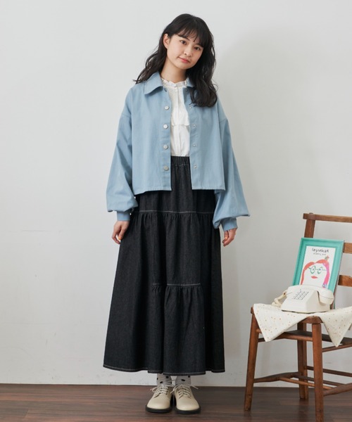 MERLOT（メルロー）の「デニムティアードスカート（デニムスカート・レディース・ブラック/ブルー・FREE）」の16枚目の写真