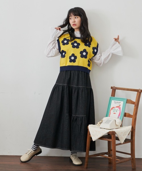 MERLOT（メルロー）の「デニムティアードスカート（デニムスカート・レディース・ブラック/ブルー・FREE）」の13枚目の写真