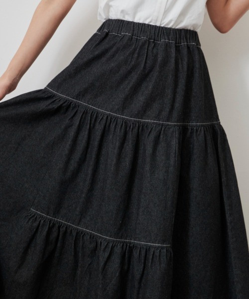 MERLOT（メルロー）の「デニムティアードスカート（デニムスカート・レディース・ブラック/ブルー・FREE）」の19枚目の写真