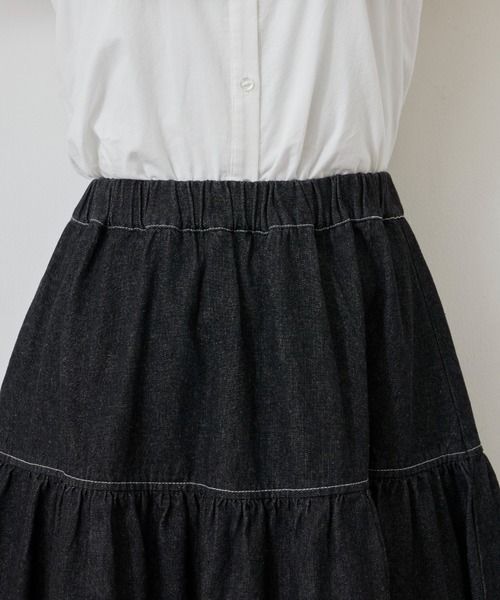 MERLOT（メルロー）の「デニムティアードスカート（デニムスカート・レディース・ブラック/ブルー・FREE）」の12枚目の写真