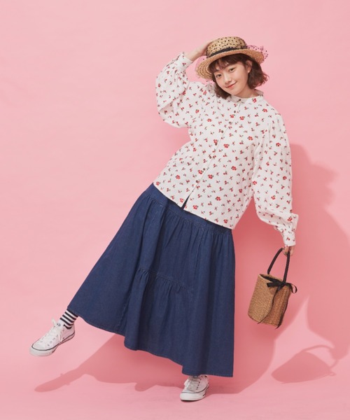 MERLOT（メルロー）の「デニムティアードスカート（デニムスカート・レディース・ブラック/ブルー・FREE）」の6枚目の写真