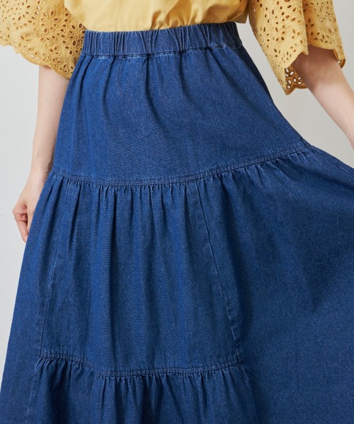 MERLOT（メルロー）の「デニムティアードスカート（デニムスカート・レディース・ブラック/ブルー・FREE）」の11枚目の写真