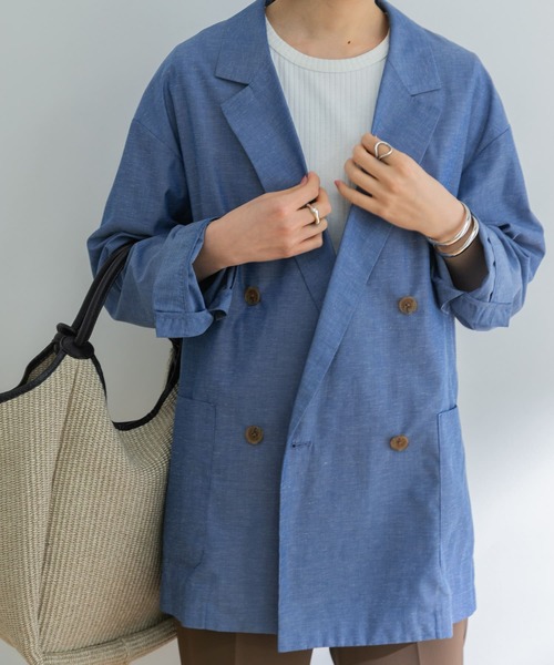 URBAN RESEARCH(アーバンリサーチ)の「『UR TECH Smart Linen Touch』リネンブレンドジャケット(その他アウター・レディース・チャコールグレー/ベージュ系その他/ブルー・FREE)」の4枚目の写真