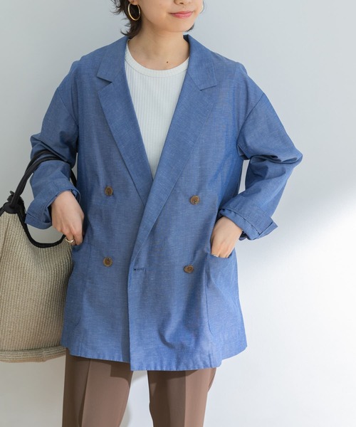 URBAN RESEARCH(アーバンリサーチ)の「『UR TECH Smart Linen Touch』リネンブレンドジャケット(その他アウター・レディース・チャコールグレー/ベージュ系その他/ブルー・FREE)」の7枚目の写真