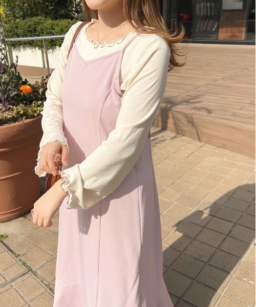 apres jour（アプレジュール）の「マーメイドキャミワンピース【ZOZOTOWN限定アイテム】（ワンピース・レディース・ライトベージュ/ピンク/ブラック・X-LARGE/フリー）」の4枚目の写真