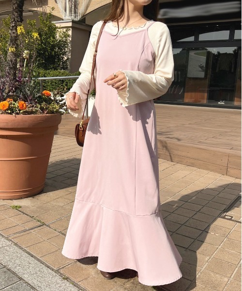 apres jour（アプレジュール）の「マーメイドキャミワンピース【ZOZOTOWN限定アイテム】（ワンピース・レディース・ライトベージュ/ピンク/ブラック・X-LARGE/フリー）」の6枚目の写真