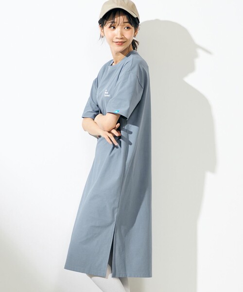 SHARE PARK（シェアパーク）の「【LADIES】UVカット ロゴ半袖カットワンピース（ワンピース・レディース・ホワイト系/ベージュ系/オールドローズ系/ブルー系・X-SMALL/MEDIUM/SMALL）」の3枚目の写真