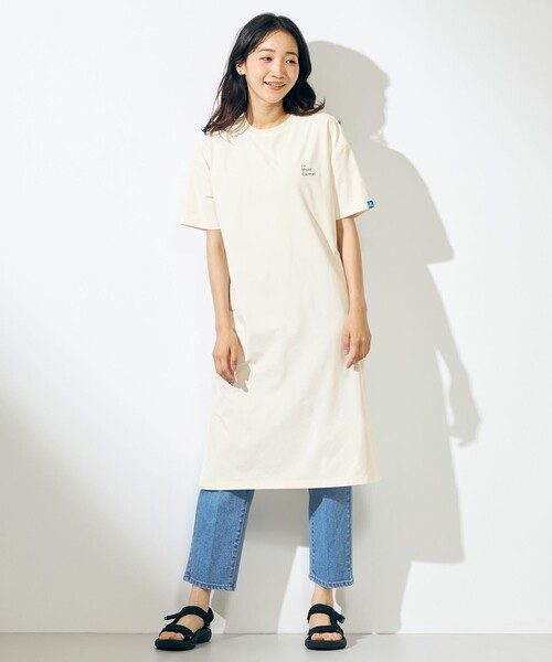 SHARE PARK（シェアパーク）の「【LADIES】UVカット ロゴ半袖カットワンピース（ワンピース・レディース・ホワイト系/ベージュ系/オールドローズ系/ブルー系・X-SMALL/MEDIUM/SMALL）」の5枚目の写真