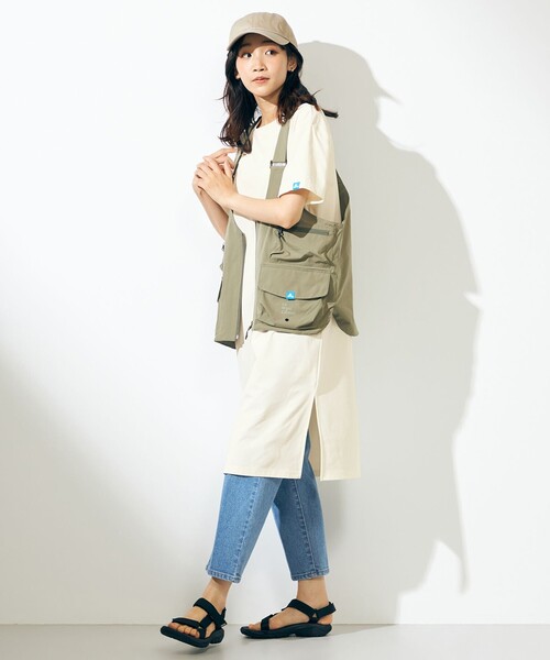 SHARE PARK（シェアパーク）の「【LADIES】UVカット ロゴ半袖カットワンピース（ワンピース・レディース・ホワイト系/ベージュ系/オールドローズ系/ブルー系・X-SMALL/MEDIUM/SMALL）」の7枚目の写真