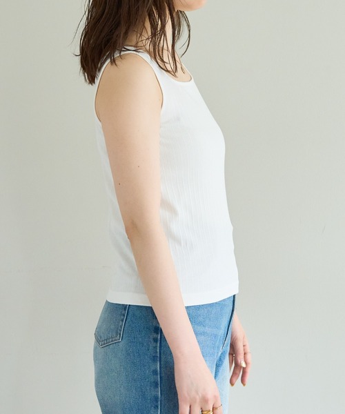 natural couture（ナチュラルクチュール）の「WEB限定/旬のカラーリングが魅力 細リブショート丈カーディガン+デザインタンクセット（カーディガン/ボレロ・レディース・オフホワイト/グレー/ピンク/オレンジ・FREE）」の8枚目の写真