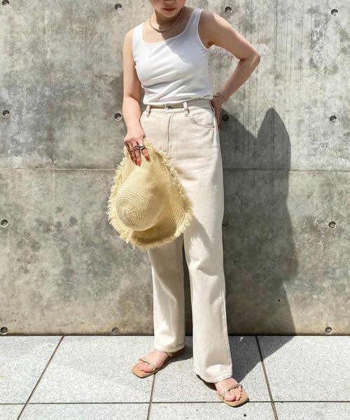 natural couture（ナチュラルクチュール）の「WEB限定/旬のカラーリングが魅力 細リブショート丈カーディガン+デザインタンクセット（カーディガン/ボレロ・レディース・オフホワイト/グレー/ピンク/オレンジ・FREE）」の20枚目の写真