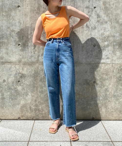 natural couture（ナチュラルクチュール）の「WEB限定/旬のカラーリングが魅力 細リブショート丈カーディガン+デザインタンクセット（カーディガン/ボレロ・レディース・オフホワイト/グレー/ピンク/オレンジ・FREE）」の17枚目の写真