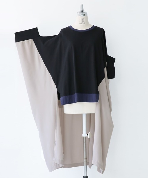 osharewalker（オシャレウォーカー）の「【廃盤】『異素材ドッキング変形デザインカットソー』（Tシャツ/カットソー・レディース・グレイッシュベージュ/ブラック・FREE）」の22枚目の写真