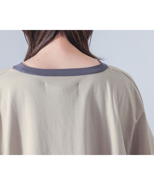 osharewalker(オシャレウォーカー)の「『異素材ドッキング変形デザインカットソー』(Tシャツ/カットソー・レディース・グレイッシュベージュ/ブラック・FREE)」の13枚目の写真